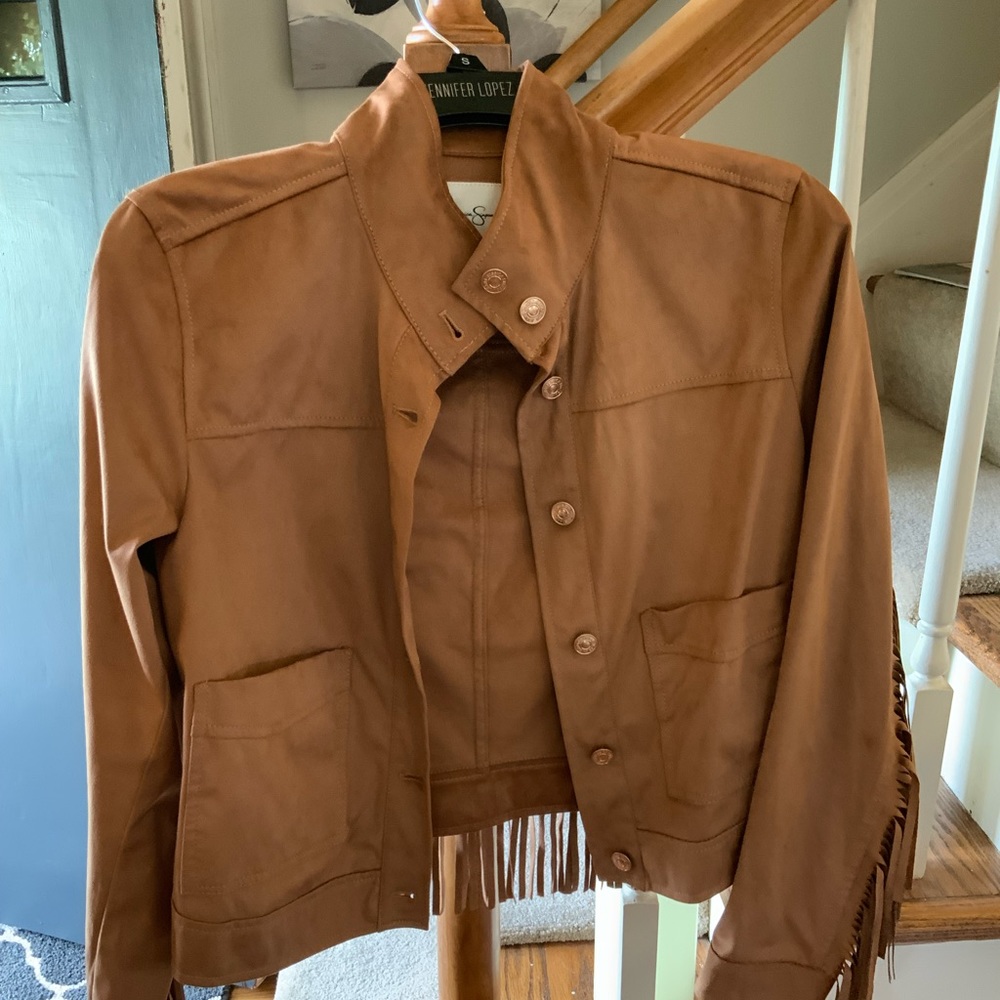 Jessica Simpson fringe suede jacket
